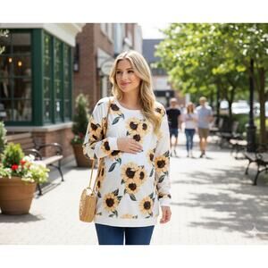 Sunflower Light Weight Long Sleeves MaternityTop Size Small